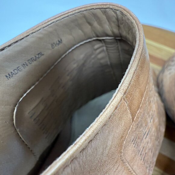 Vince Camuto Lavette Brown Peep Toe Bootie Perforated Ankle Strap Leather 8.5M - Picture 10 of 11